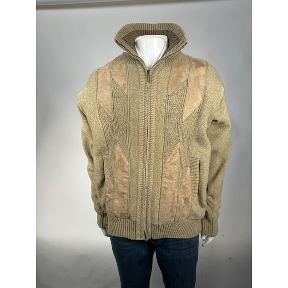 Visitor Thermal Lined Embellished Sweater Jacket Medium Tan Polyester Blend - Picture 1 of 16